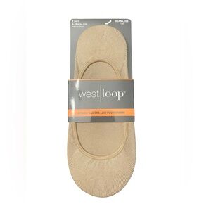 West Loop Women’s Ultra Low Footcovers 2 Pairs Shoe Size 4-10 Beige No Show Sock